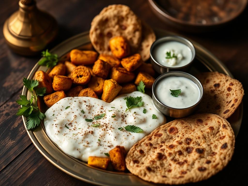 Arbi Ghee Roast & Bathua Raita