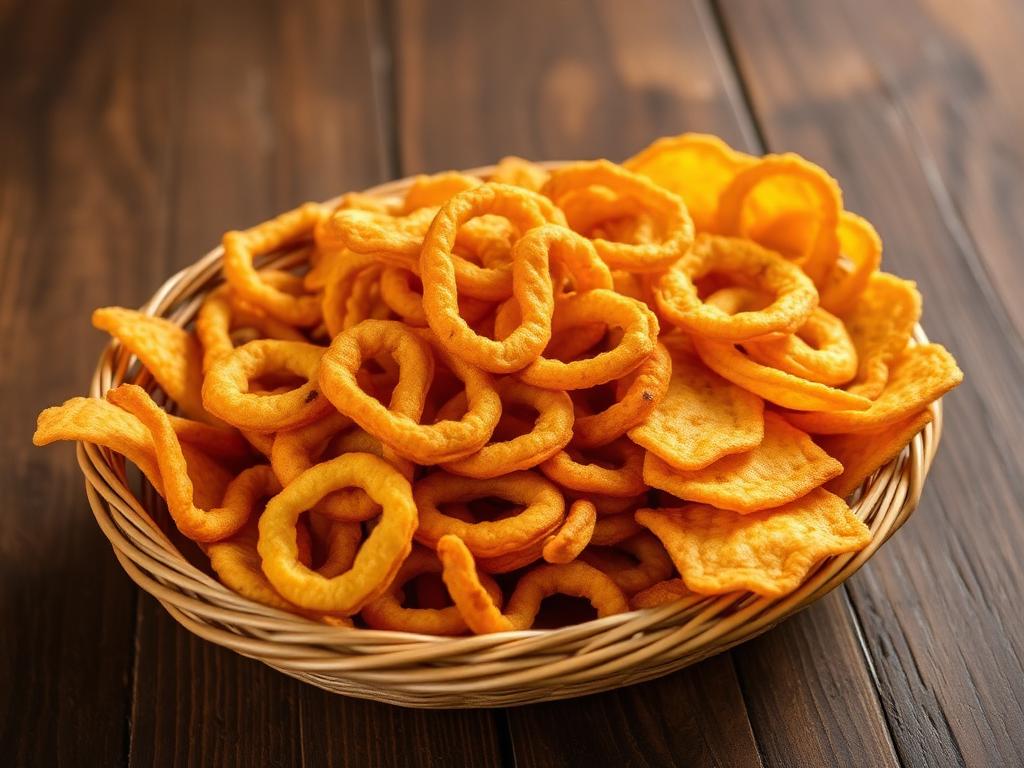Homemade Indian savouries like chakli, mixture and murukku in bowls